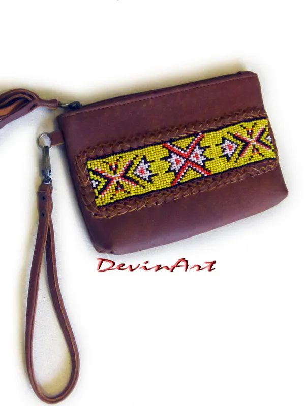 Leather Clutch Beads 1106